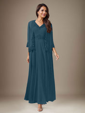 Plum A-Line Sequins Chiffon Dress