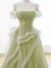 Tulle Lace Long Prom Dress with Corset Formal Party Dress