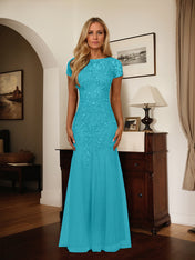 Dark Navy Mermaid Scoop Sequins Tulle Dress