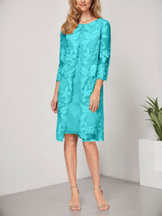 A-line Scoop Knee-Length Chiffon Lace Mother of the Bride Dress With Jacket