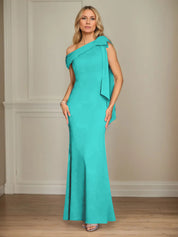 Trumpet/Mermaid One Shoulder Sleeveless Stretch Crepe Mother of the Bride Dress With Bow