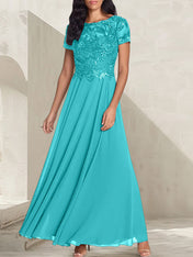 Charcoal Grey A-Line Scoop Long Mother of the Bride Dress With Beadings