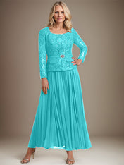 A-line Square Ankle-Length Chiffon Mother of the Bride Dress With Pleated