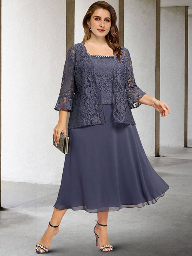 Princess Spaghetti Straps Tea-Length Mother of the Bride Dresses