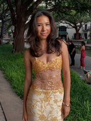 V-Neck Beaded Tiered Long Prom Dress