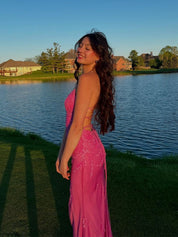 V-Neck Lace Appliques Mermaid Long Prom Dress