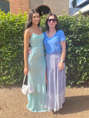 V-Neck Spaghetti Strap Long Porm Dress with Side Slit