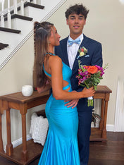Yellow Mermaid Unique Open Back Long Prom Dress