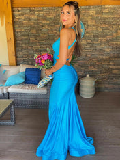 Yellow Mermaid Unique Open Back Long Prom Dress