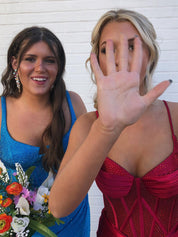 V-Neck Beaded Mermaid Long Prom Dress with Slit