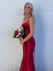 V-Neck Beaded Mermaid Long Prom Dress with Slit