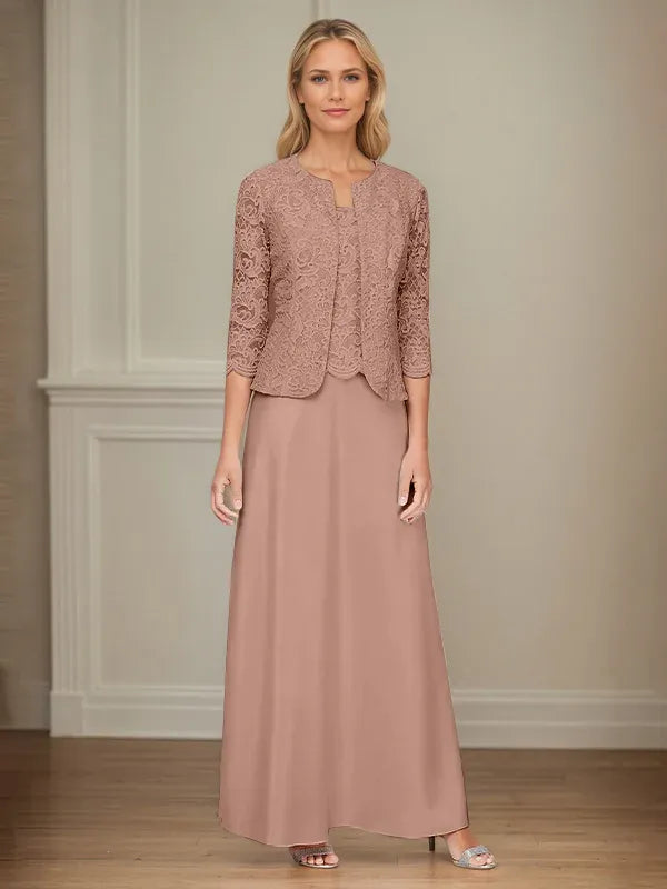 Glitter Lace & Satin Skirt Jacket Dress with Open Jacket