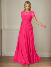 Dark Navy A-Line Boatneck Sequins Chiffon Dress