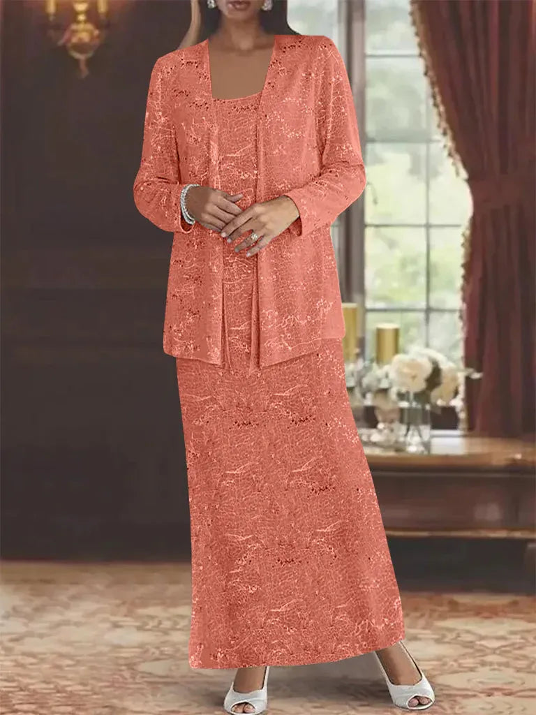 Robes de mère de la mariée en mousseline avec paillettes et veste 