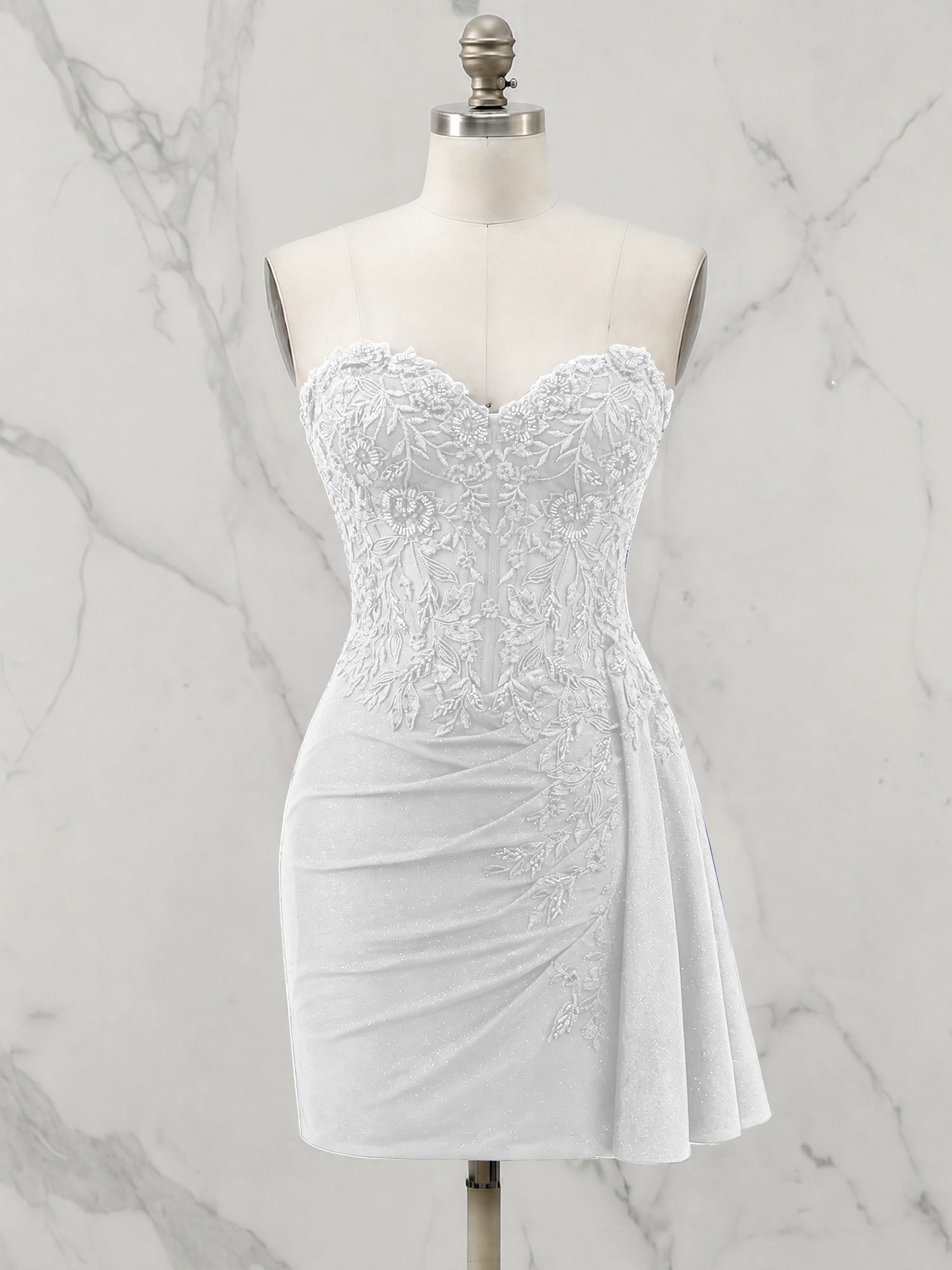 Strapless Sweetheart Draped Mini Homecoming Dress