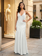 Green Appliques Soft Satin Long Prom Party Dress