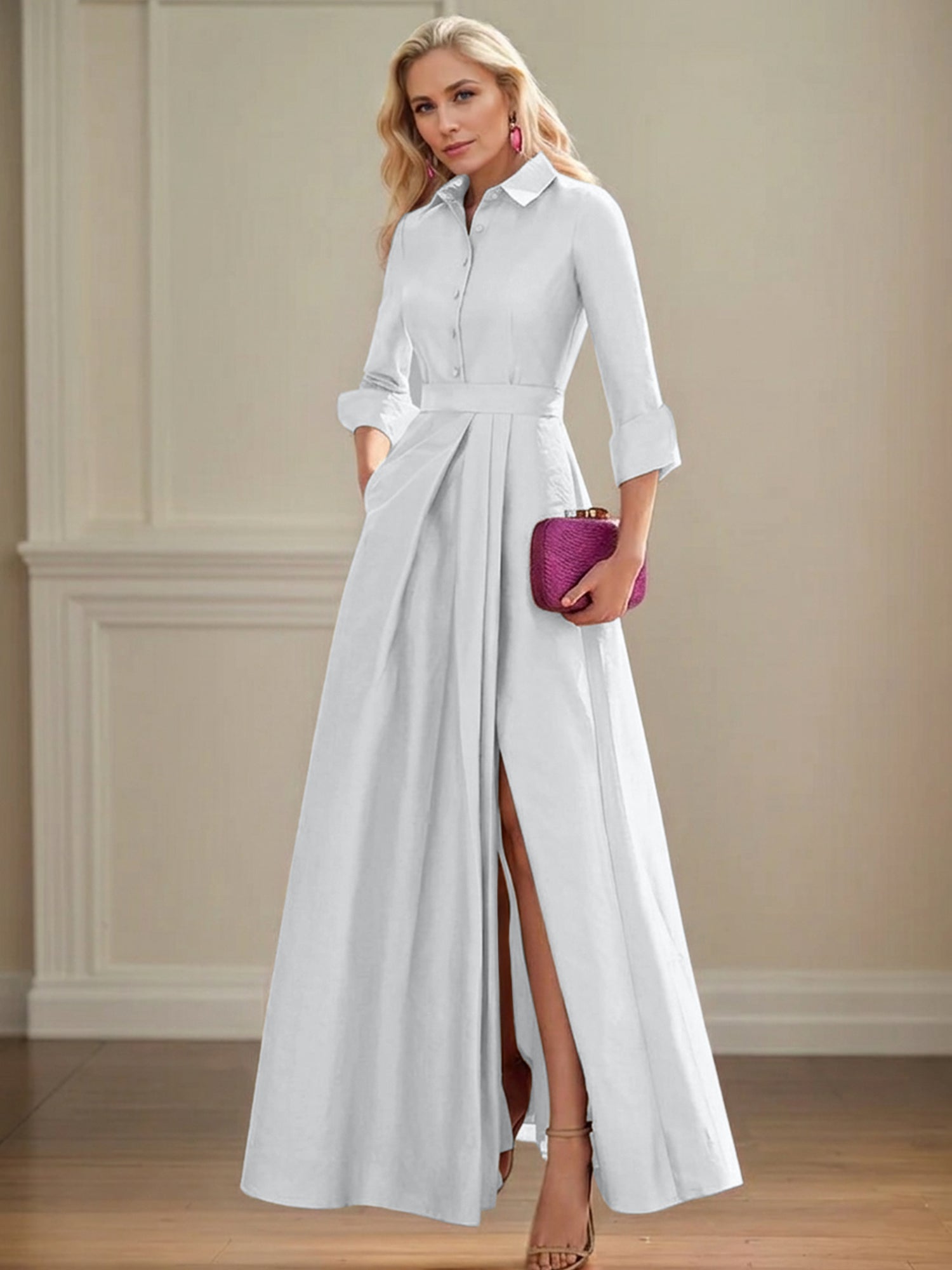 4 Sleeves Floor Length Mother of the Bride Dresses