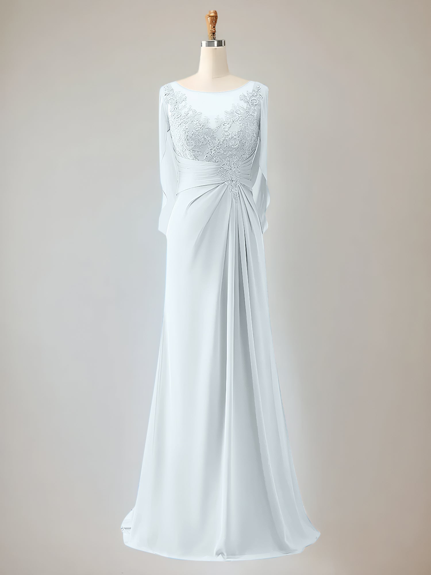 Trumpet/Mermaid Scoop Neck 1/2 Sleeve Chiffon Mother of the Bride Dress With Beadings
