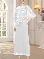 Robe longue en maille pailletée avec corsage asymétrique fantaisie superposé 