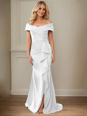 Sheath/Column V-Neck Illusion Floor-Length Lace Chiffon Mother of the Bride Dress With Pleated Sequins