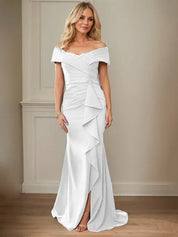 Sheath/Column V-Neck Illusion Floor-Length Lace Chiffon Mother of the Bride Dress With Pleated Sequins
