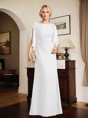 Sheath/Column Scoop Floor-Length Chiffon Mother of the Bride Dress With Pleated Beading