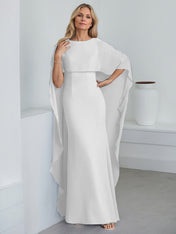 Sheath Scoop Floor-Length Chiffon Mother of the Bride Dress With Cascading Ruffles
