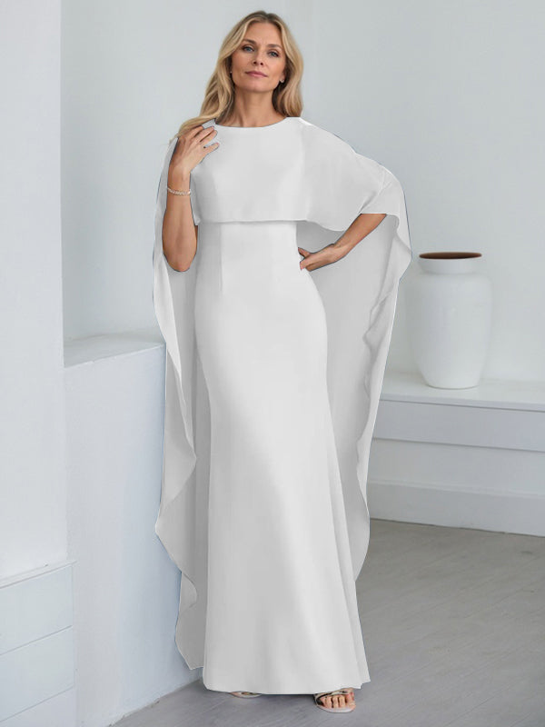 Sheath Scoop Floor-Length Chiffon Mother of the Bride Dress With Cascading Ruffles