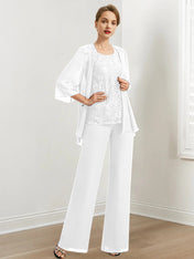 Chiffon Mother of the Bride Pantsuits with Sequins & Jacket