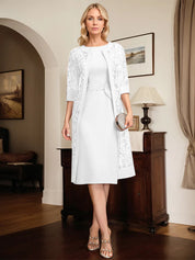 Sheath/Column Scoop Knee-Length Chiffon Mother of the Bride Dress With Pleated Sequins