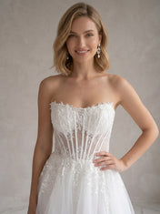White Lace Corset Tulle Short Wedding Dress