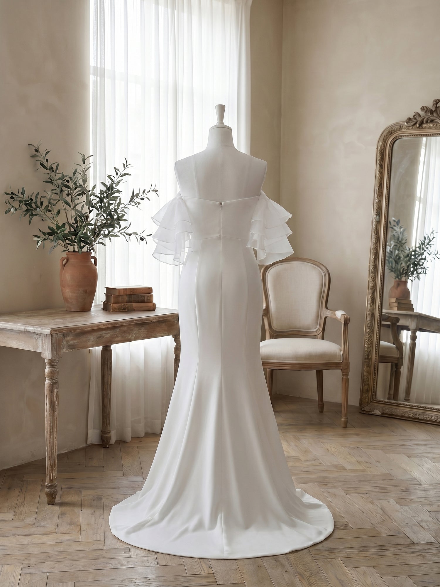 WhiteMermaidOfftheShoulderRuffledLongWeddingReceptionDress_1.jpg