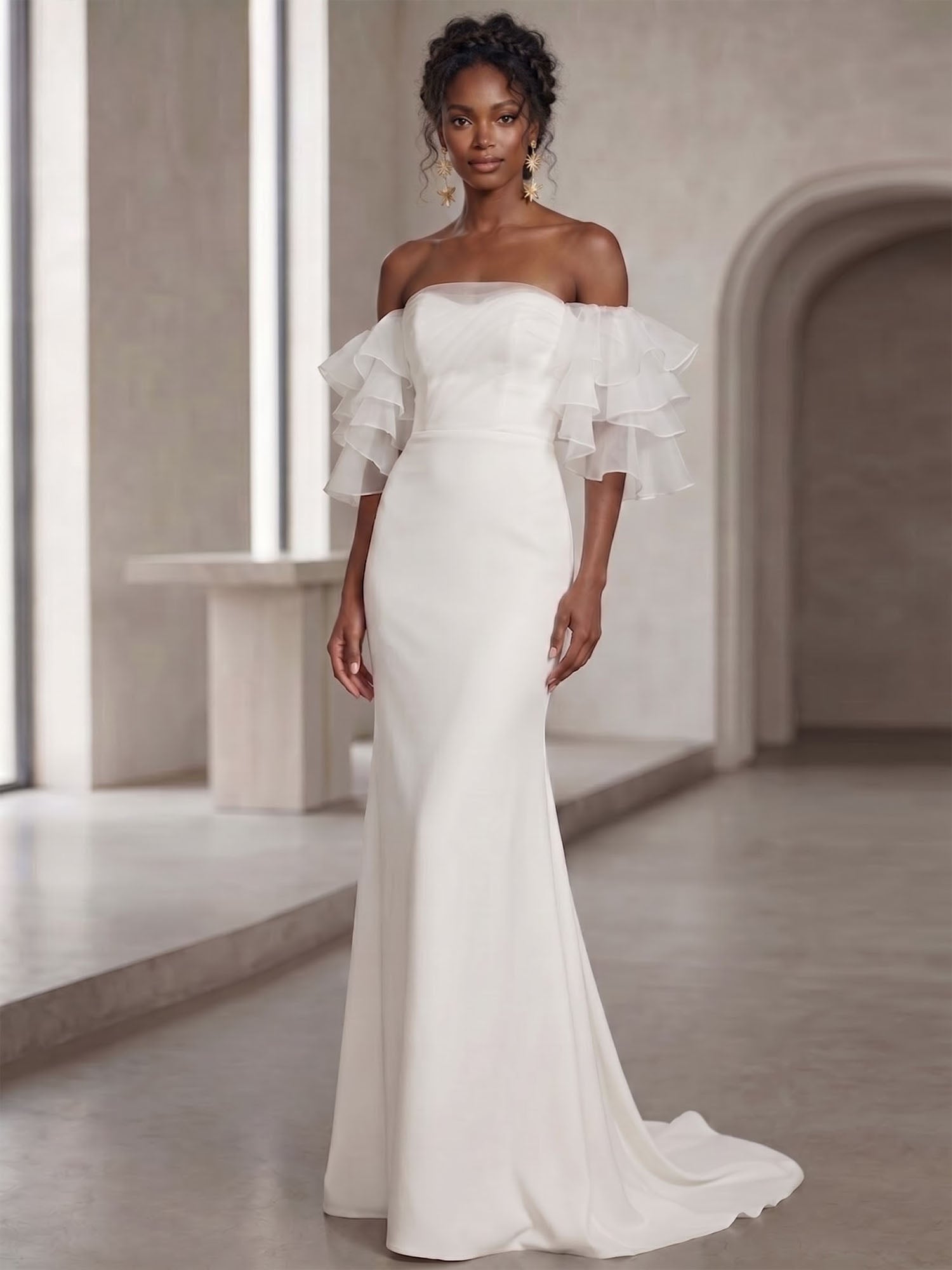 WhiteMermaidOfftheShoulderRuffledLongWeddingReceptionDress_2.jpg