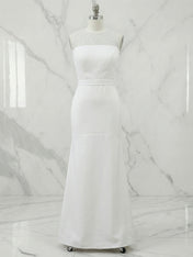 White Sequin Neckline Sleeveless Mermaid Maxi Dress Gown