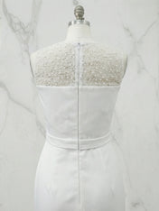 White Sequin Neckline Sleeveless Mermaid Maxi Dress Gown