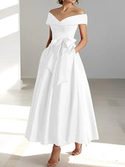 Robe de mère de la mariée coupe A-Line/Princesse, épaules dénudées, sans manches, longueur cheville, avec poches 