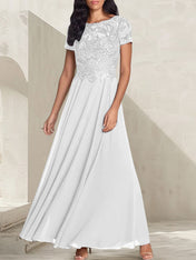 Charcoal Grey A-Line Scoop Long Mother of the Bride Dress With Beadings