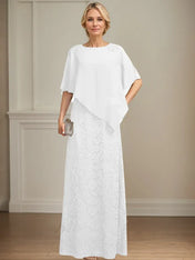 Sheath/Column Scoop Floor-Length Chiffon Lace Mother of the Bride Dress With Sequins Beading