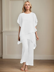 Separates Jumpsuit/Pantsuit Scoop Ankle-Length Chiffon Mother of the Bride Dress