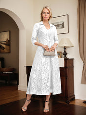 A-line V-Neck Tea-Length Chiffon Mother of the Bride Dress