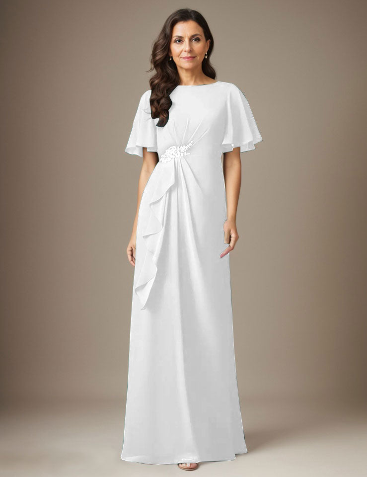 Robe fourreau en mousseline de soie bleu marine foncé avec perles