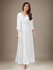 Plum A-Line Sequins Chiffon Dress