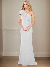 A-line One Shoulder Floor-Length Chiffon Mother of the Bride Dress With Ruffles