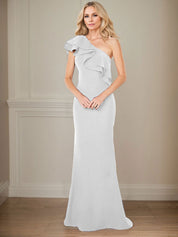 A-line One Shoulder Floor-Length Chiffon Mother of the Bride Dress With Ruffles