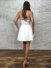 White A-Line Sweetheart Short Satin Homecoming Dress with Bows