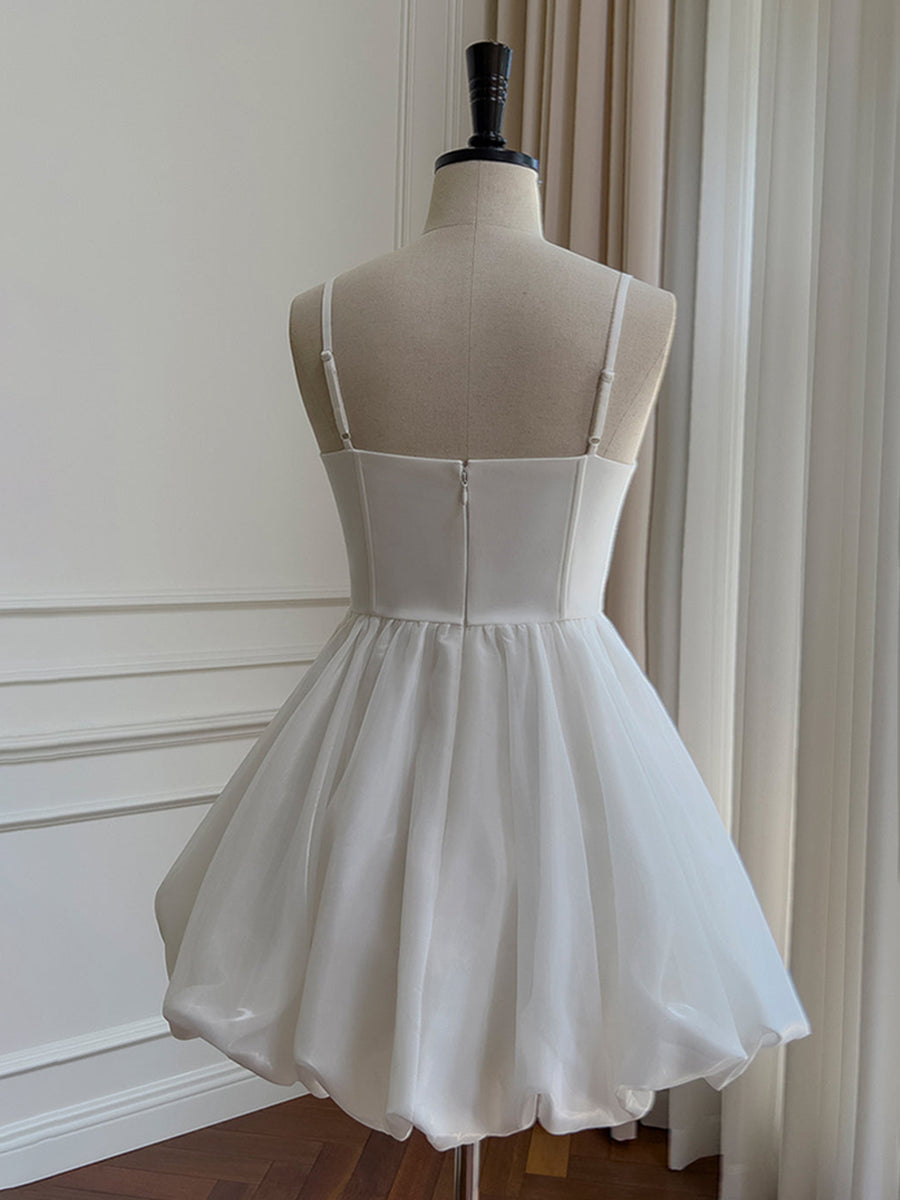 White A-line Straps 3D Butterfly Short Homecoming Dress