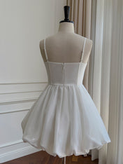 White A-line Straps 3D Butterfly Short Homecoming Dress