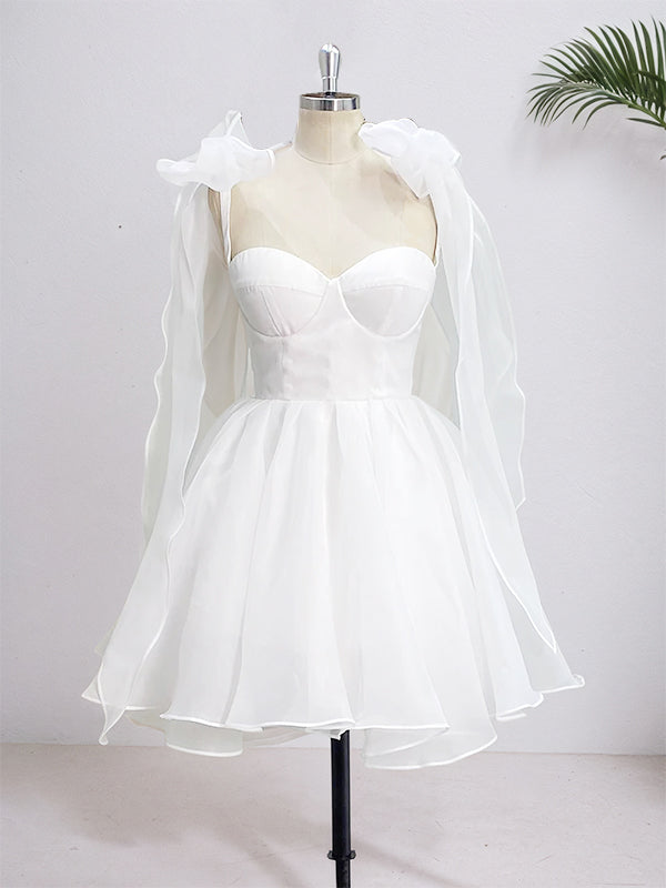 White Elegant A Line Sweetheart Short Homecoming Party Dress