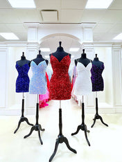 White_Sequin_Straps_Bodycon_Homecoming_Party_Dress