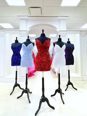 White_Sequin_Straps_Bodycon_Homecoming_Party_Dress